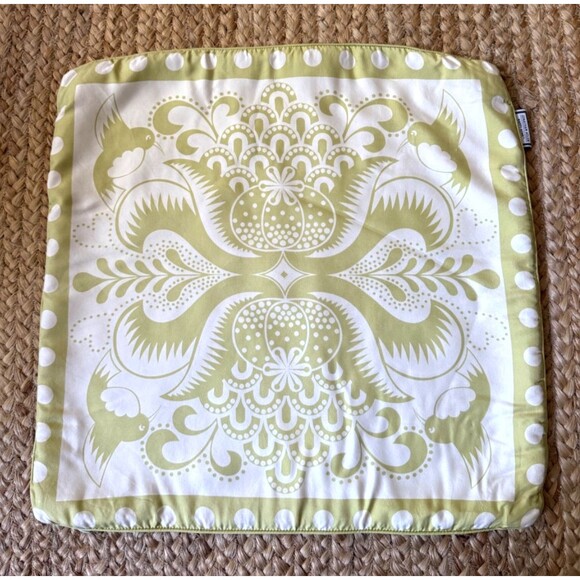 Jonathan Adler Happy Home Silk Pillow Cover 18" x 18" Apple Green Paisley - Picture 3 of 8